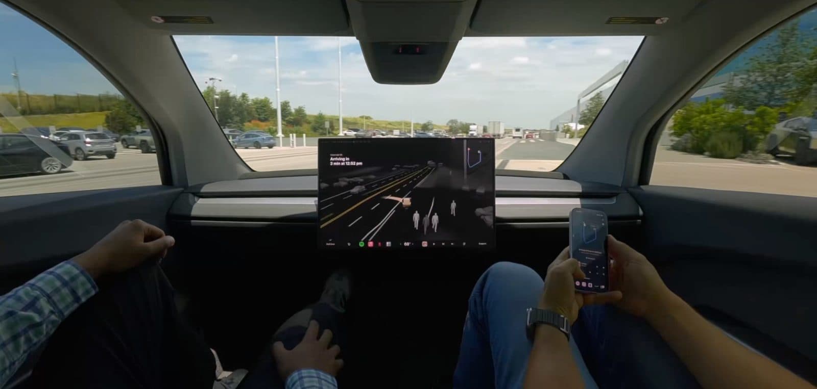 Tesla claims Cybercab driving employees at Giga Texas — in a parking lot