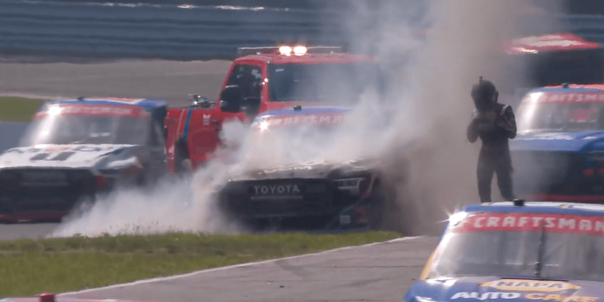 NASCAR Truck Series Driver Transported to Medical Facility Following Fire Started Under Caution at L