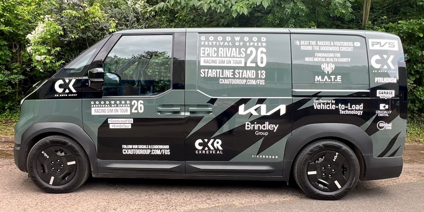 Kia converts its electric van into an off-grid mobile simulator rig with a 55″ screen