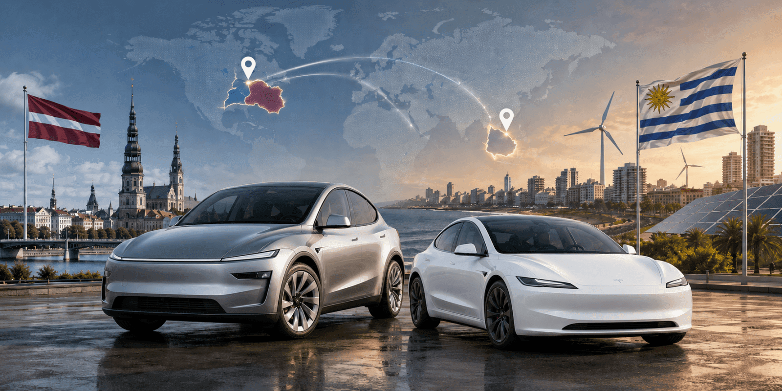 Tesla launches in Latvia and Uruguay, expanding on two continents
